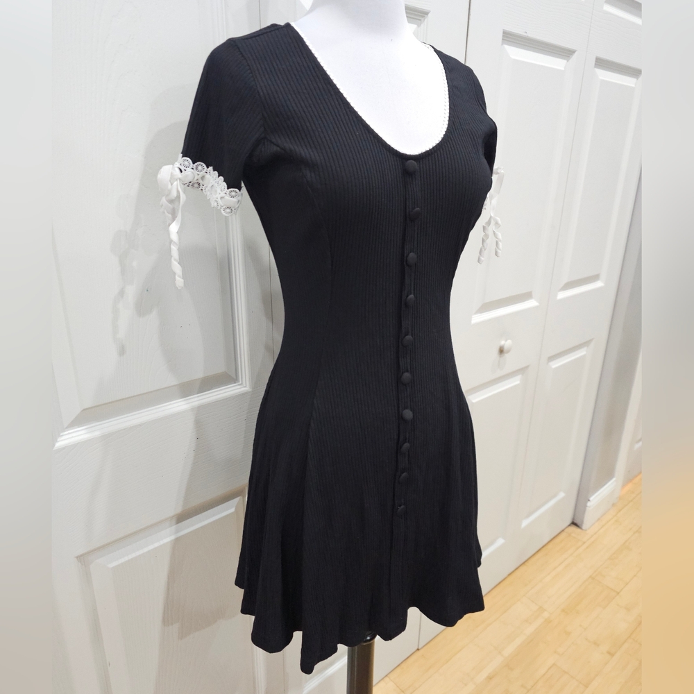 Dolls Kill Goth Current Mood My Addamz Gurl Black SAMPLE Skater Babydoll Dress S